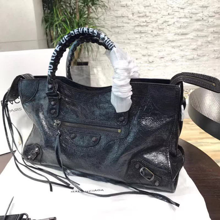 BALENCIAG巴黎世家 Balenciaga city 機車包 限量 原廠爆裂紋羊皮 塗鴉字母 手提肩背斜挎包  BL1701